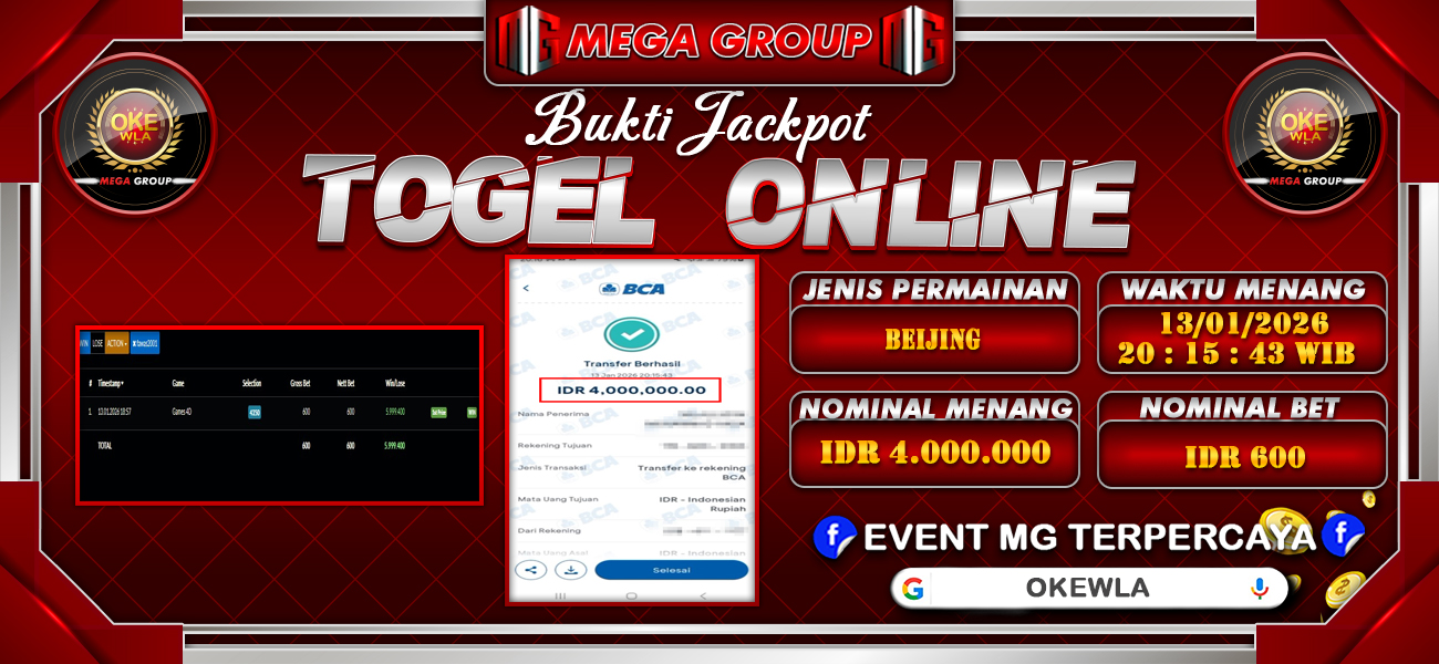 Bukti JP situs Okewla hari Rabu, 14 Januari 2026