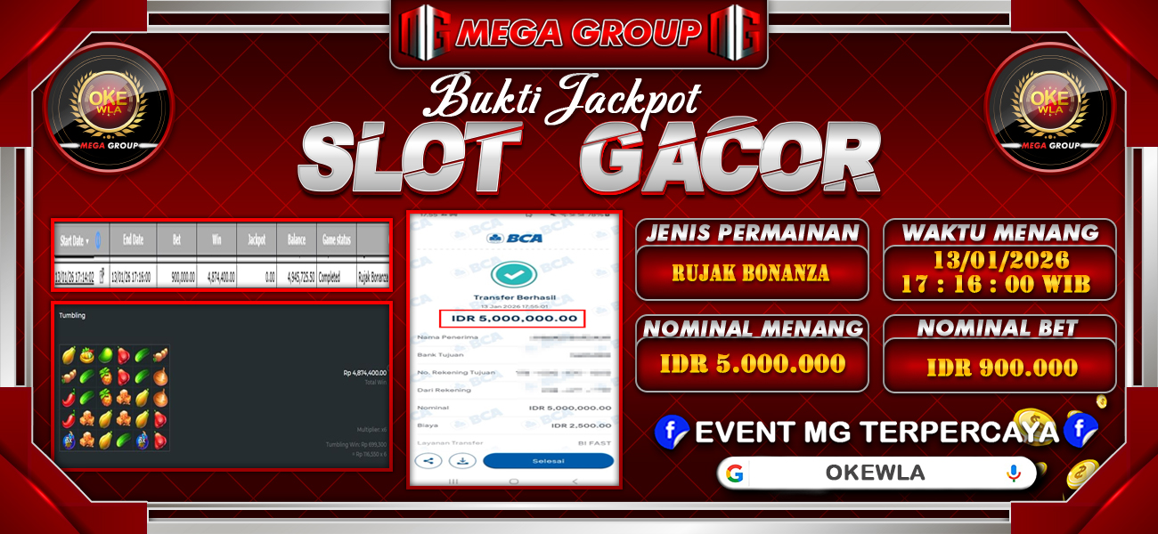 Bukti JP situs Okewla hari Rabu, 14 Januari 2026